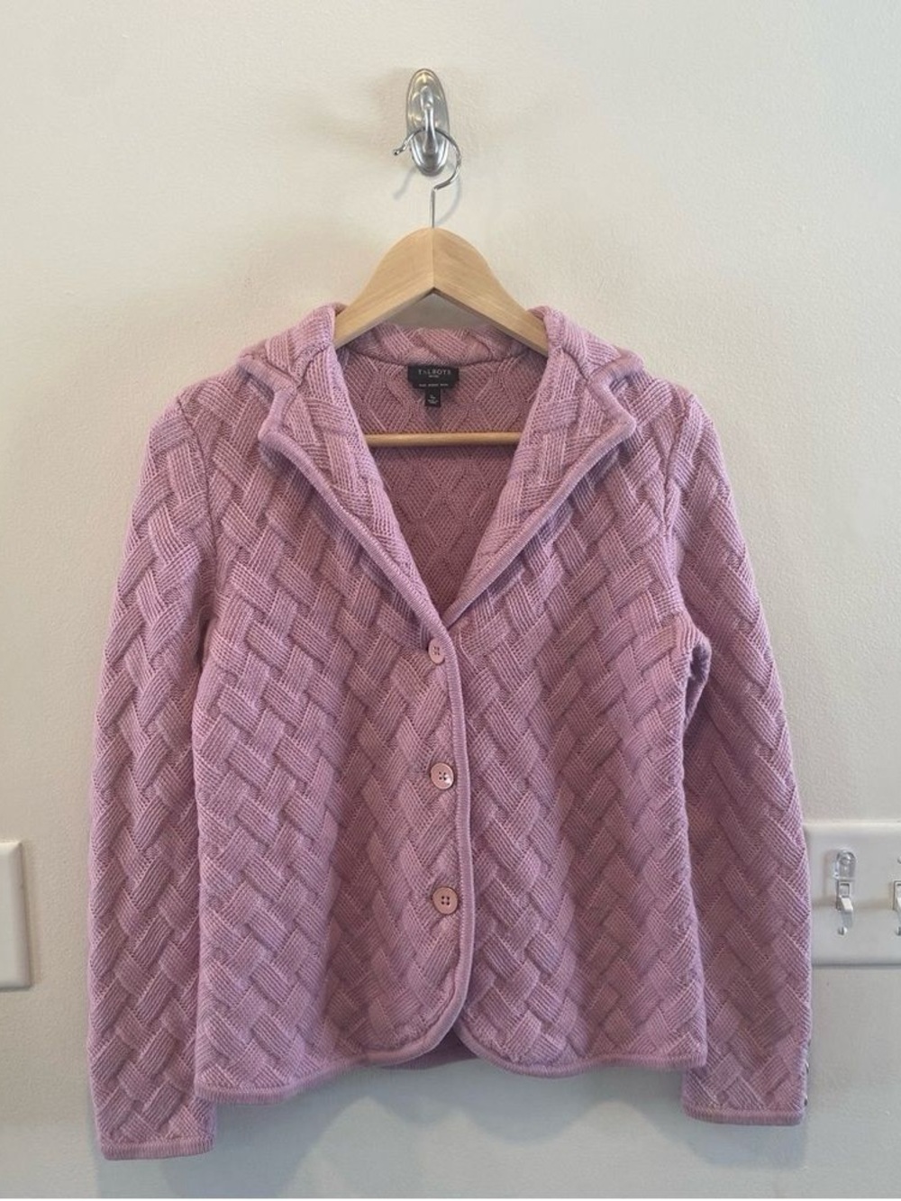 Liz Claiborne Light Pink Textured Knit Button Cardigan
